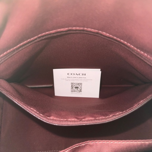 Leather Coach Rowan Satchel Brown crafted Signature-coated canvas lining. - Picture 5 of 12